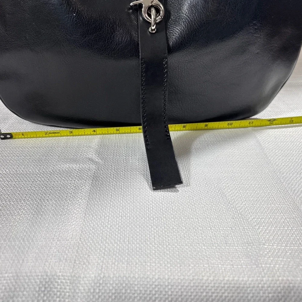 Vera Pelle Italiana Black Vegetable Tanned Leather Hobo Bag Made in Italy NWT